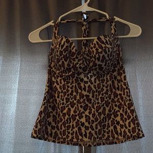 VS cheetah print tankini with push up built in bra